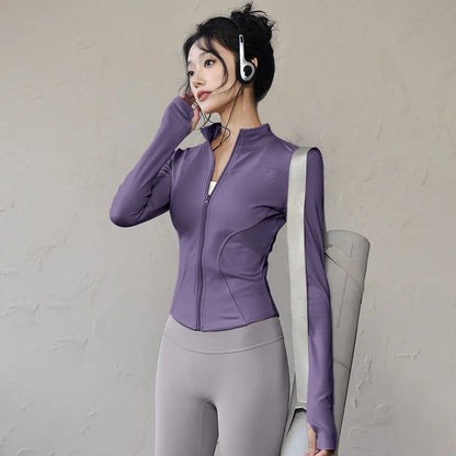 Women's Warm Yoga Jacket- long sleeve activewear cycling